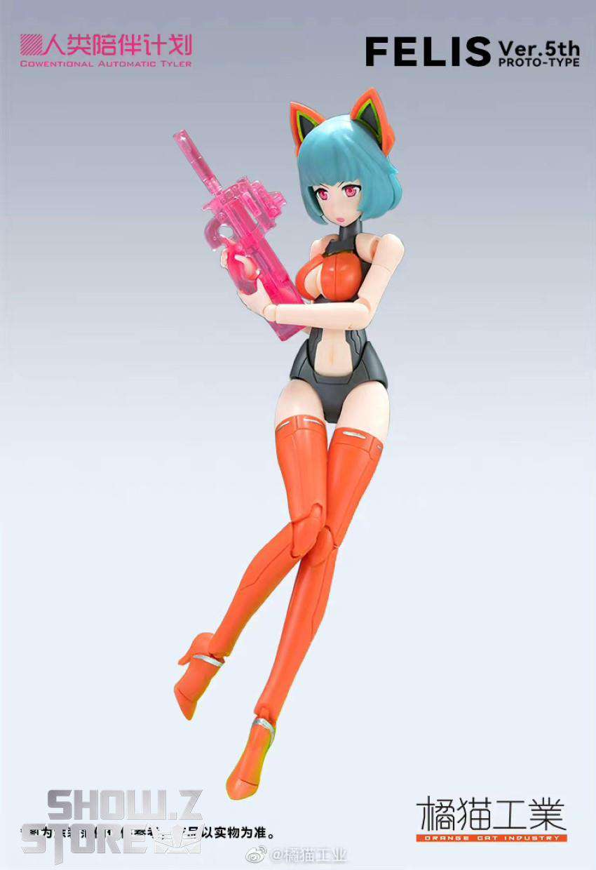 Orange Cat Tyler Felis cyan hair pink weapon action standing Orange Cat Tyler Felis cyan hair pink weapon action standing