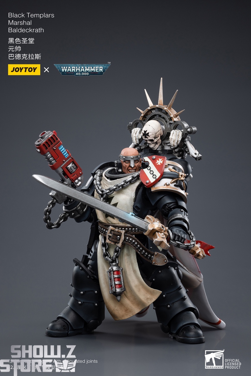 Black Templars Marshal Baldeckrath dynamic pose weapons display Black Templars Marshal Baldeckrath dynamic pose weapons display