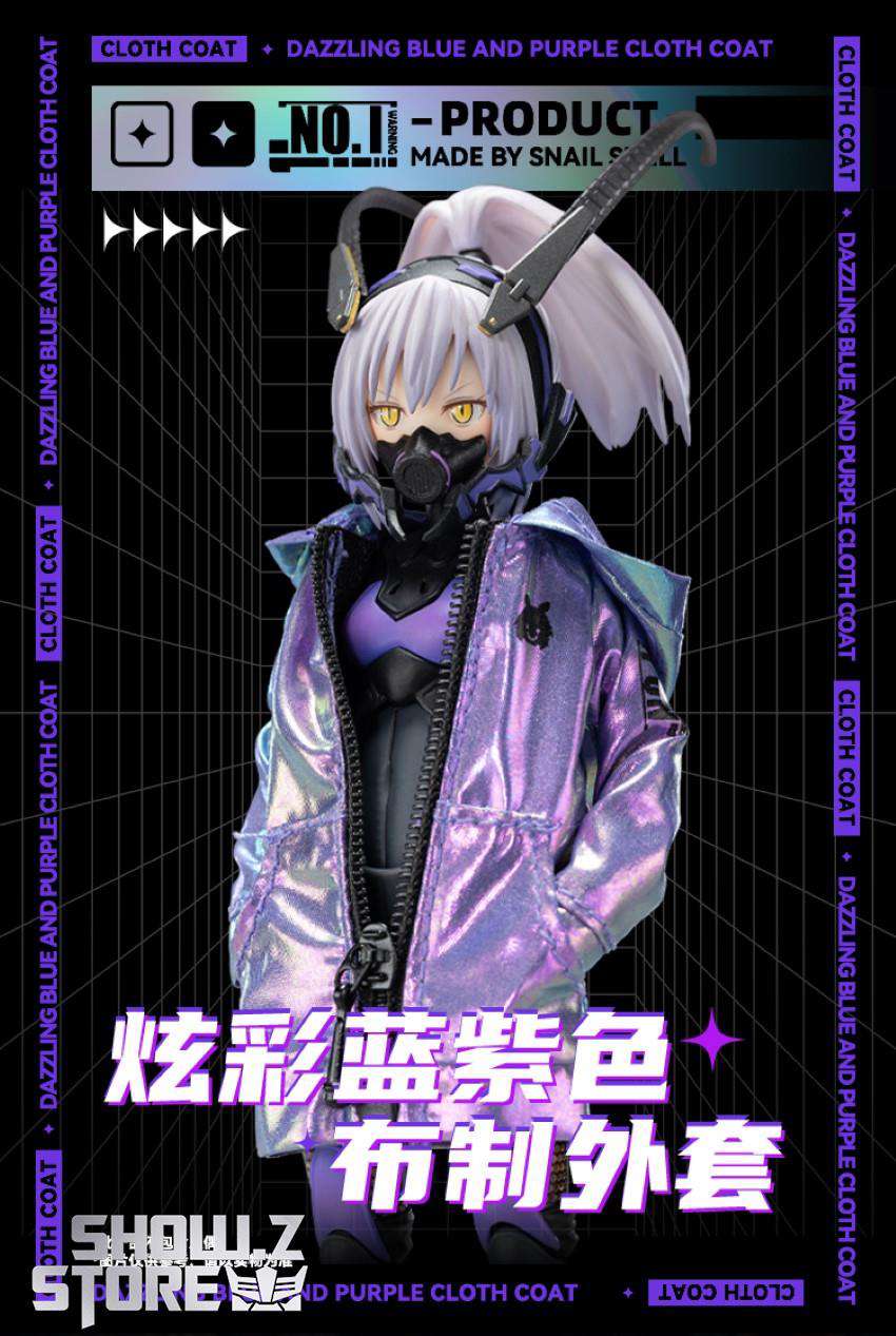 Snail Shell cloth coat showing metallic purple blue finish Snail Shell cloth coat showing metallic purple blue finish