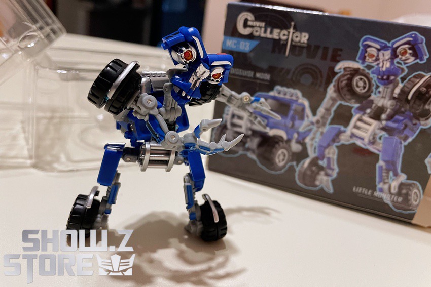 Wheelie blue white robot mode dynamic action pose jumping Wheelie blue white robot mode dynamic action pose jumping