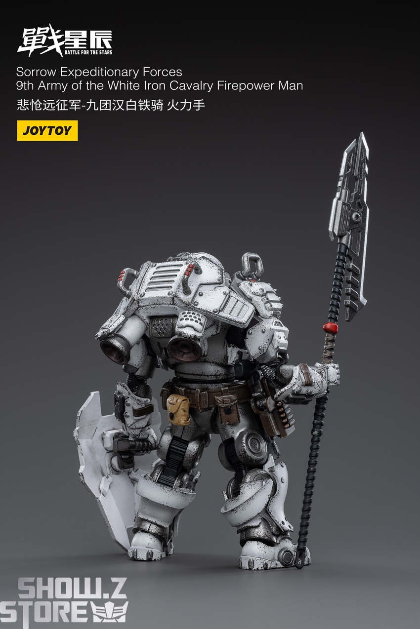 JoyToy Sorrow White Iron Cavalry Firepower Man white armor standing JoyToy Sorrow White Iron Cavalry Firepower Man white armor standing