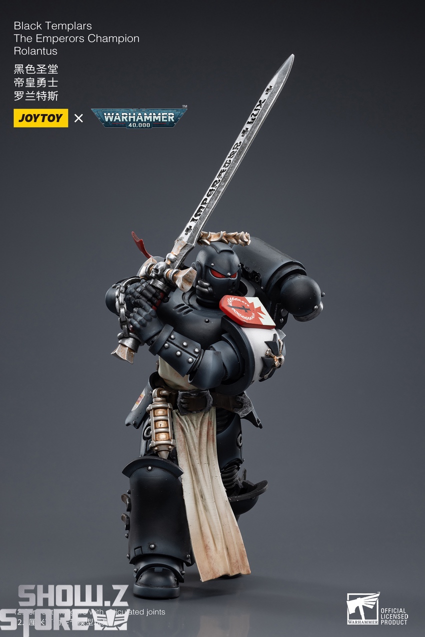 Black Templars Rolantus dynamic side action pose detail display Black Templars Rolantus dynamic side action pose detail display