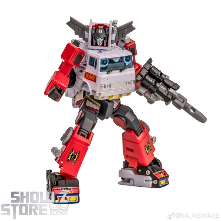 Newage Backdraft Inferno robot side view dynamic stance accessories Newage Backdraft Inferno robot side view dynamic stance accessories