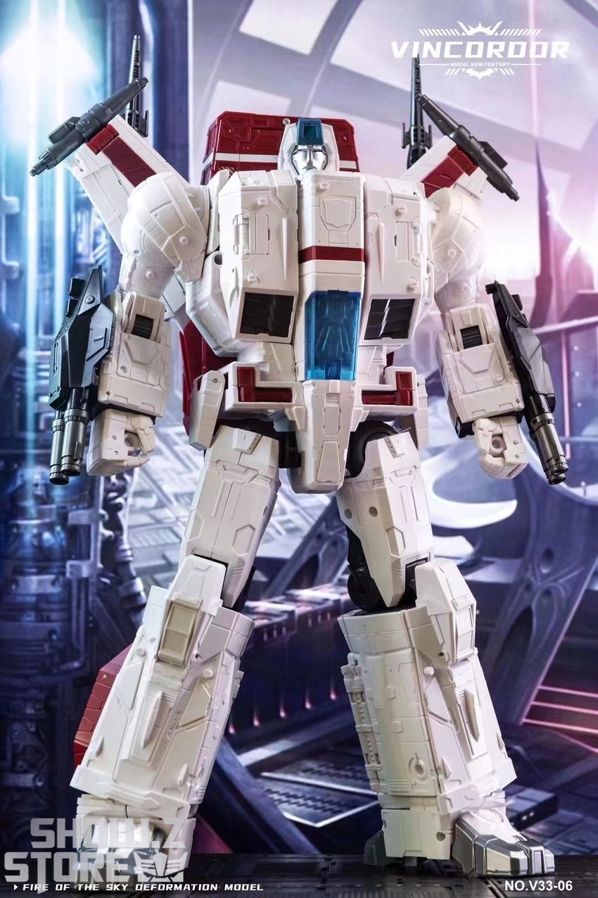 Vincoroor Fire of Sky white red robot arms extended display Vincoroor Fire of Sky white red robot arms extended display