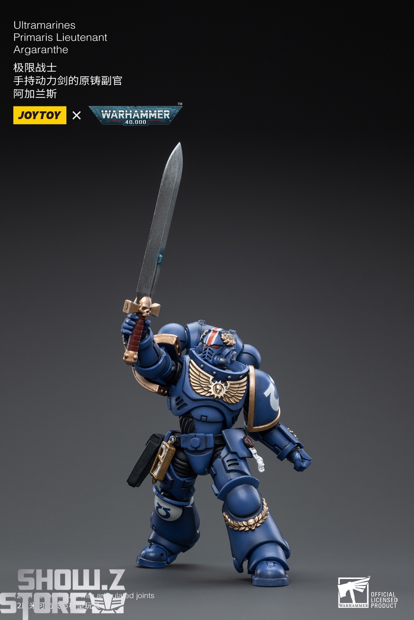 JoyToy Argaranthe blue armor gold trim front pose display JoyToy Argaranthe blue armor gold trim front pose display