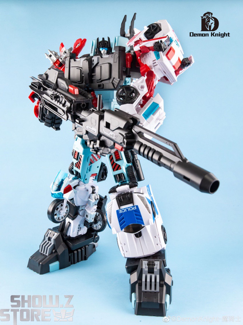 Demon Knight Hot Spot oversized combiner red white cyan robot Demon Knight Hot Spot oversized combiner red white cyan robot