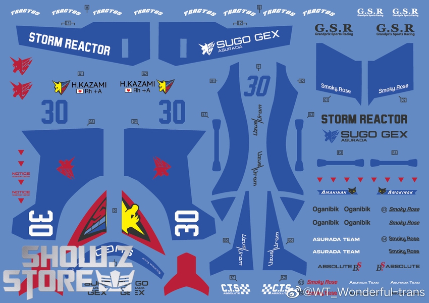 WT01 White Ronin Drift decals paint scheme detail display WT01 White Ronin Drift decals paint scheme detail display