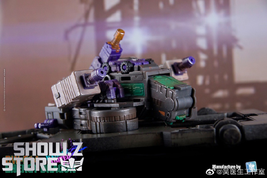 Dr.Wu Trypticon damage purple green robot elevated angle pose Dr.Wu Trypticon damage purple green robot elevated angle pose