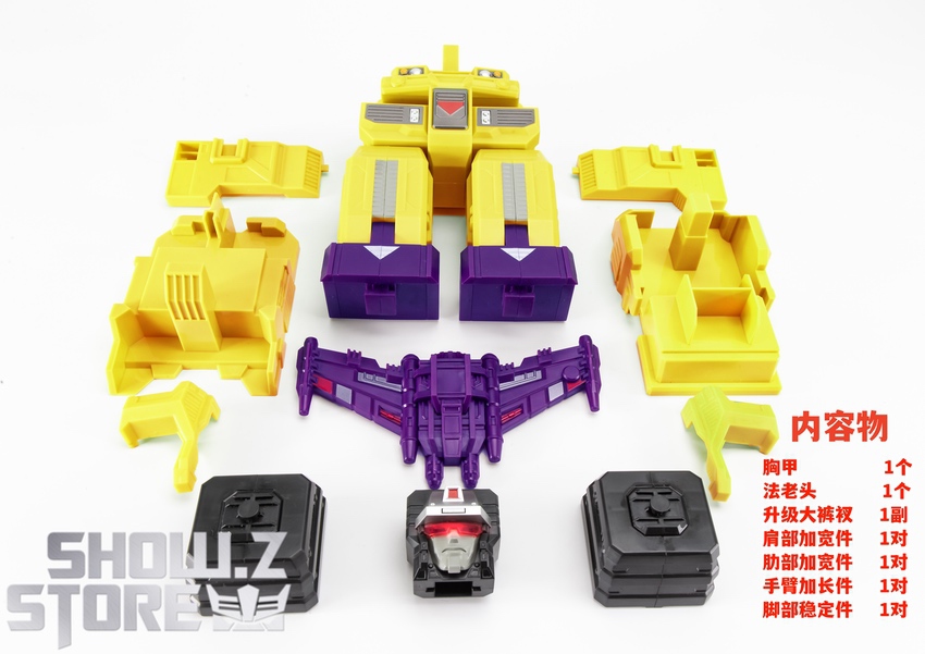 Jinbao Devastator Gravity Builder Yellow combiner robot disassembled display Jinbao Devastator Gravity Builder Yellow combiner robot disassembled display
