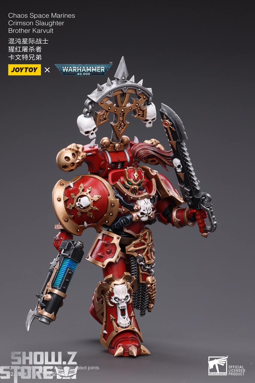 JoyToy Crimson Slaughter Brother Karvult holding sword back view JoyToy Crimson Slaughter Brother Karvult holding sword back view