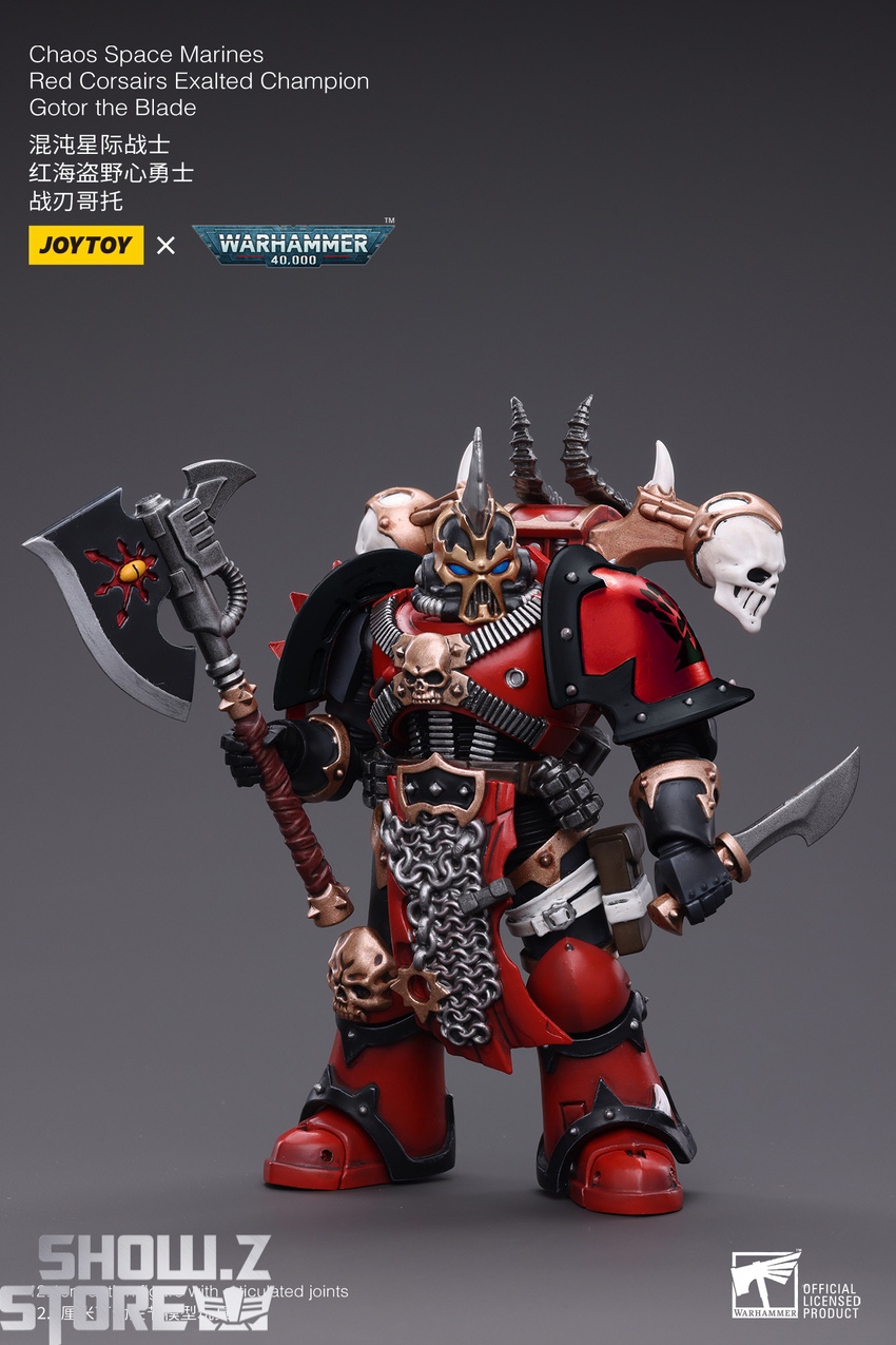 JoyToy Red Corsairs Gotor holding large axe weapon side pose JoyToy Red Corsairs Gotor holding large axe weapon side pose