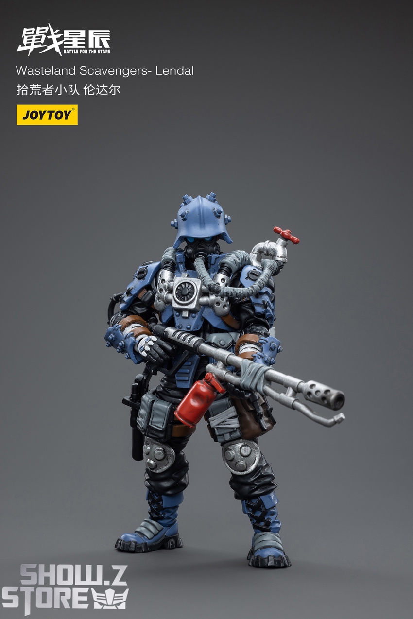 JoyToy Wasteland Scavengers Lendal figure back view standing cannon JoyToy Wasteland Scavengers Lendal figure back view standing cannon