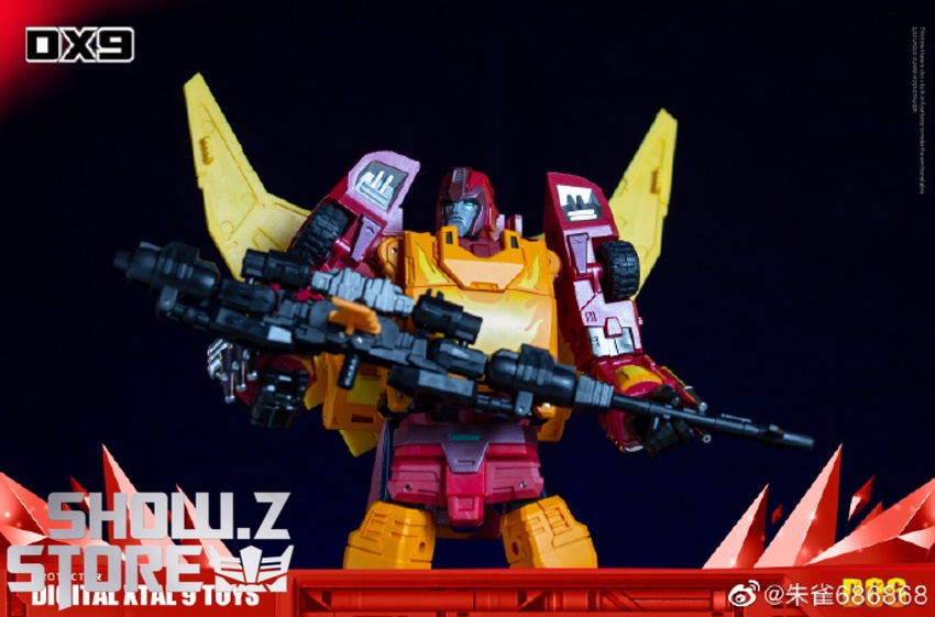 DX9 Carry Hot Rod Rodimus action stance cannon rifle visible DX9 Carry Hot Rod Rodimus action stance cannon rifle visible