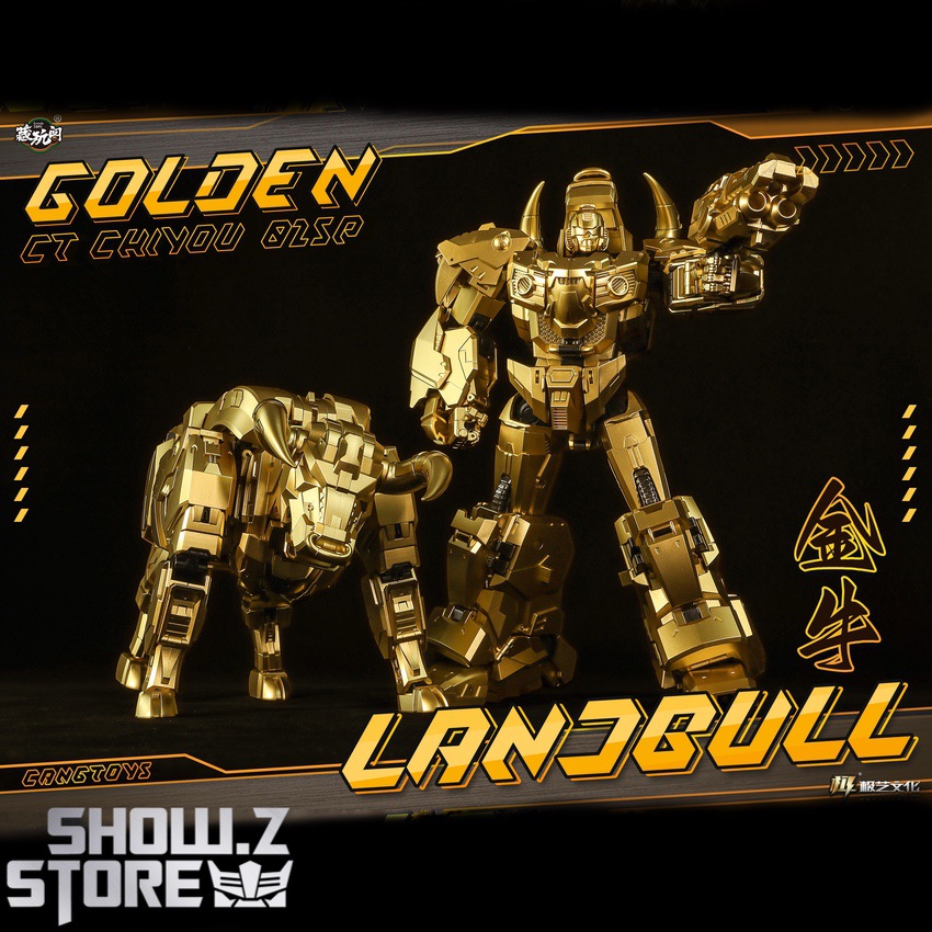 Cang-Toys Landbull Tantrum golden version standing front angle Cang-Toys Landbull Tantrum golden version standing front angle