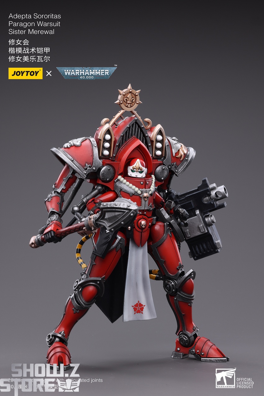 JoyToy Warhammer Adepta Sororitas Merewal in red Paragon Warsuit with plasma rifle equipped JoyToy Warhammer Adepta Sororitas Merewal in red Paragon Warsuit with plasma rifle equipped