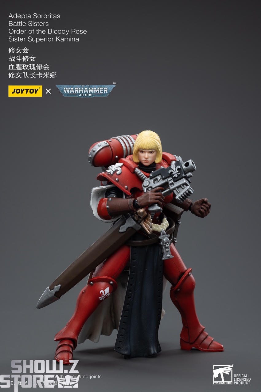JoyToy Warhammer 40K Sister Superior Kamina dynamic pose with sword and dual weapons equipped JoyToy Warhammer 40K Sister Superior Kamina dynamic pose with sword and dual weapons equipped