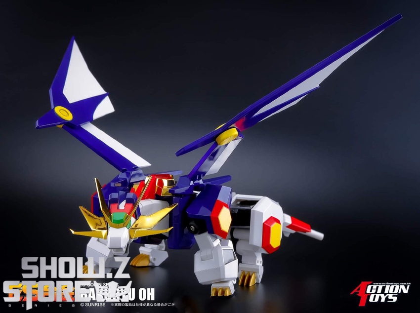 Action Toys ES Gokin Bakuryu Oh blue white wings extended Action Toys ES Gokin Bakuryu Oh blue white wings extended