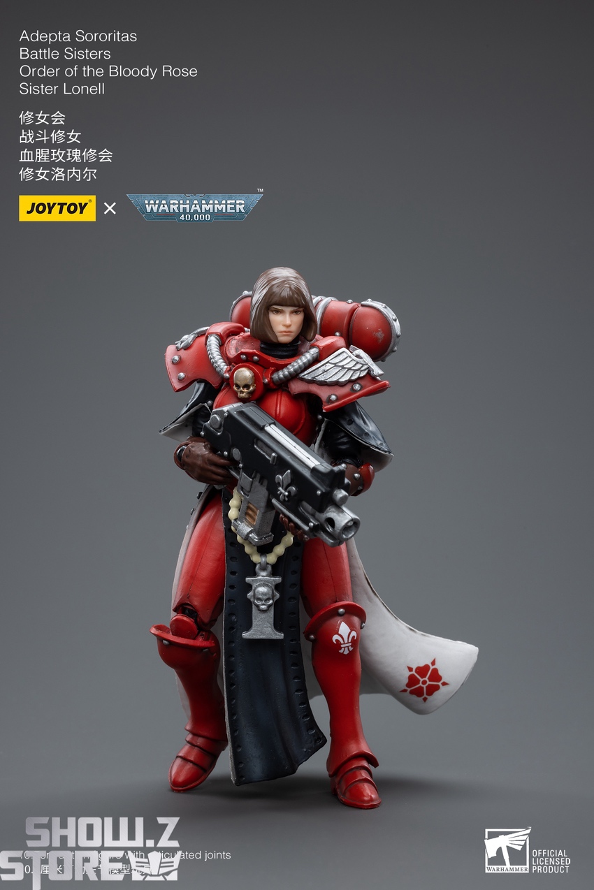 JoyToy Warhammer Adepta Sororitas Sister Lonell standing pose with shoulder-mounted cannon JoyToy Warhammer Adepta Sororitas Sister Lonell standing pose with shoulder-mounted cannon
