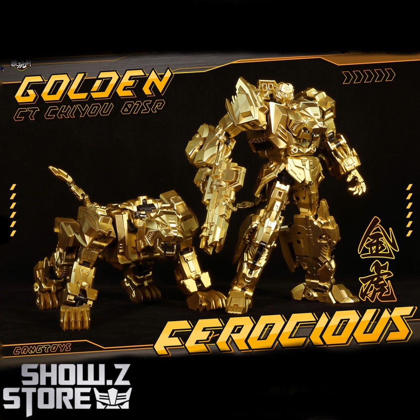 Cang-Toys Ferocious Rampage Feral Rex golden beast form display Cang-Toys Ferocious Rampage Feral Rex golden beast form display