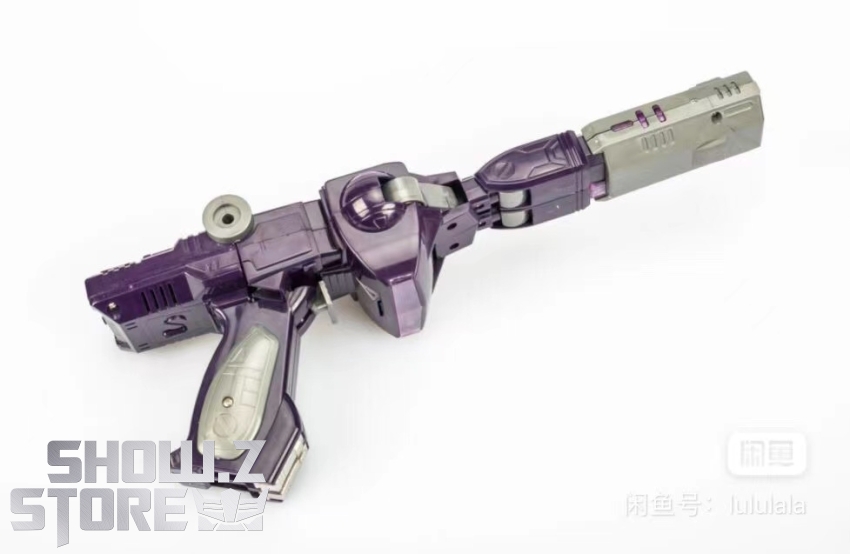 Purple G1 Shockwave robot with cannon and geometric design Purple G1 Shockwave robot with cannon and geometric design