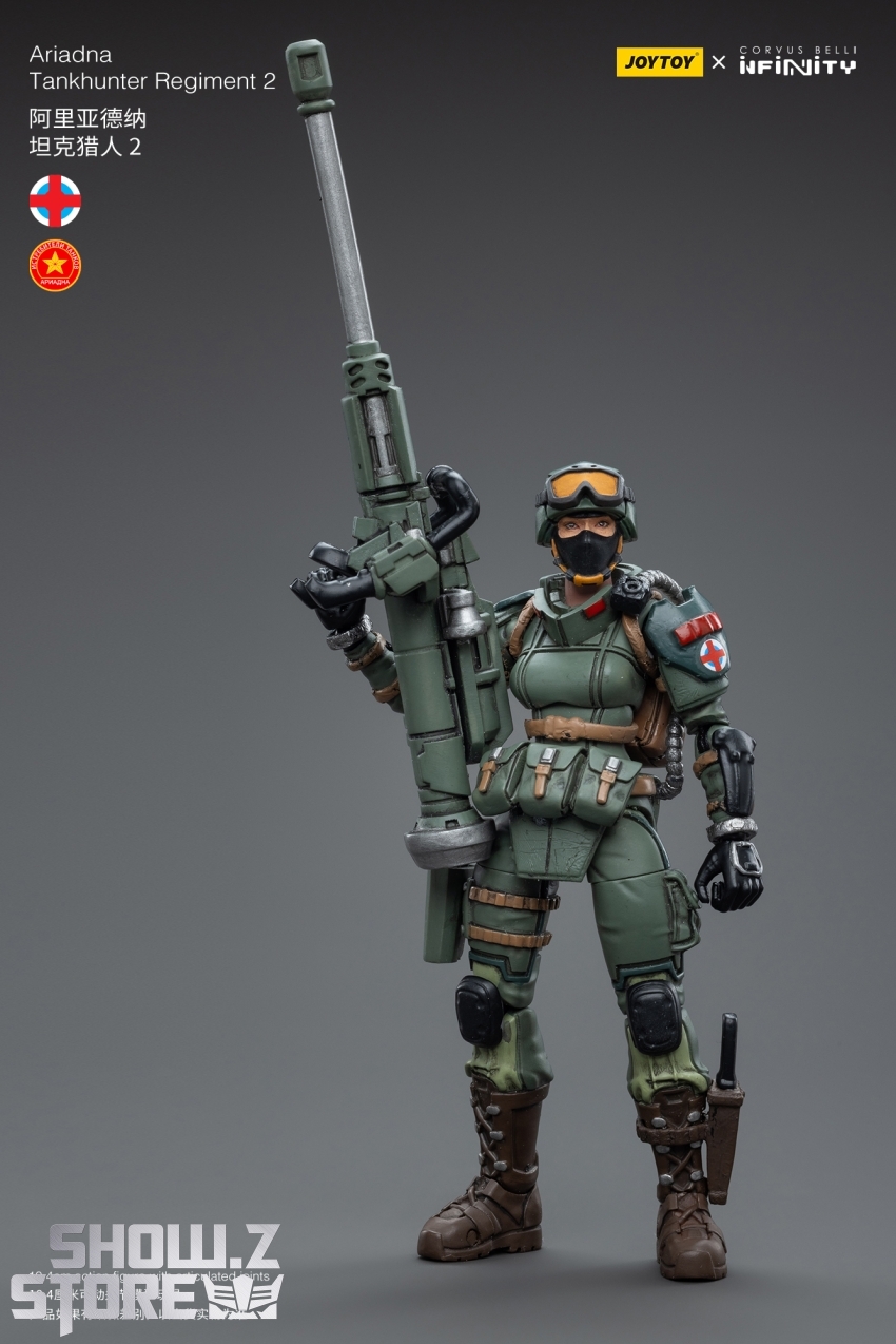 Ariadna soldier in tactical gear aiming tank-hunting rifle upward Ariadna soldier in tactical gear aiming tank-hunting rifle upward