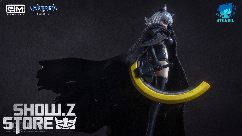 Anime character model with cat ears and black tactical suit with yellow accents Anime character model with cat ears and black tactical suit with yellow accents