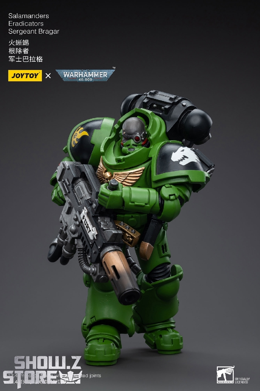 JoyToy 1/18 Salamanders Eradicators Sergeant Brogar full figure heavily armed display JoyToy 1/18 Salamanders Eradicators Sergeant Brogar full figure heavily armed display