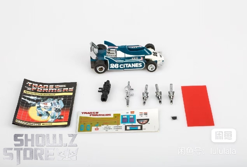 Mirage white and blue formula race car transformation view Mirage white and blue formula race car transformation view