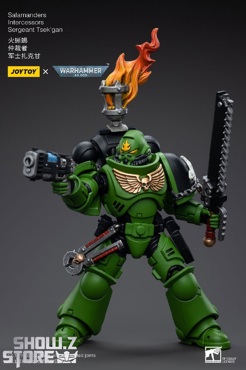JoyToy 1/18 Salamanders Intercessors Sergeant full figure with flame torch display JoyToy 1/18 Salamanders Intercessors Sergeant full figure with flame torch display