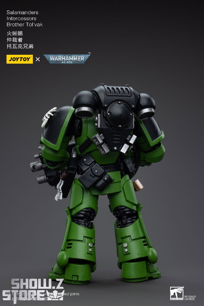 JoyToy 1/18 Salamanders Intercessors Brother Tolvak green armor standing pose JoyToy 1/18 Salamanders Intercessors Brother Tolvak green armor standing pose