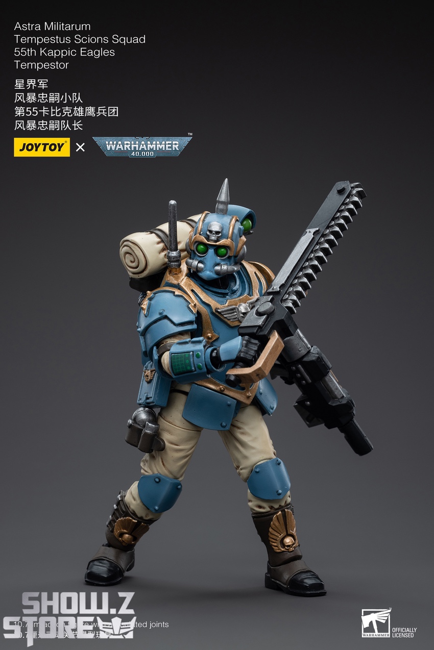 Warhammer 40K soldier showing blue and tan uniform with heavy bolter and gear Warhammer 40K soldier showing blue and tan uniform with heavy bolter and gear