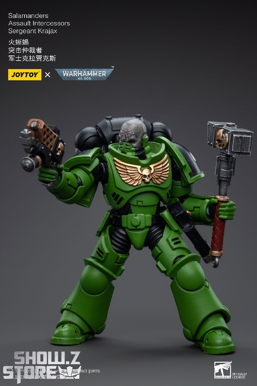 Front facing green armored trooper with combat equipment Front facing green armored trooper with combat equipment
