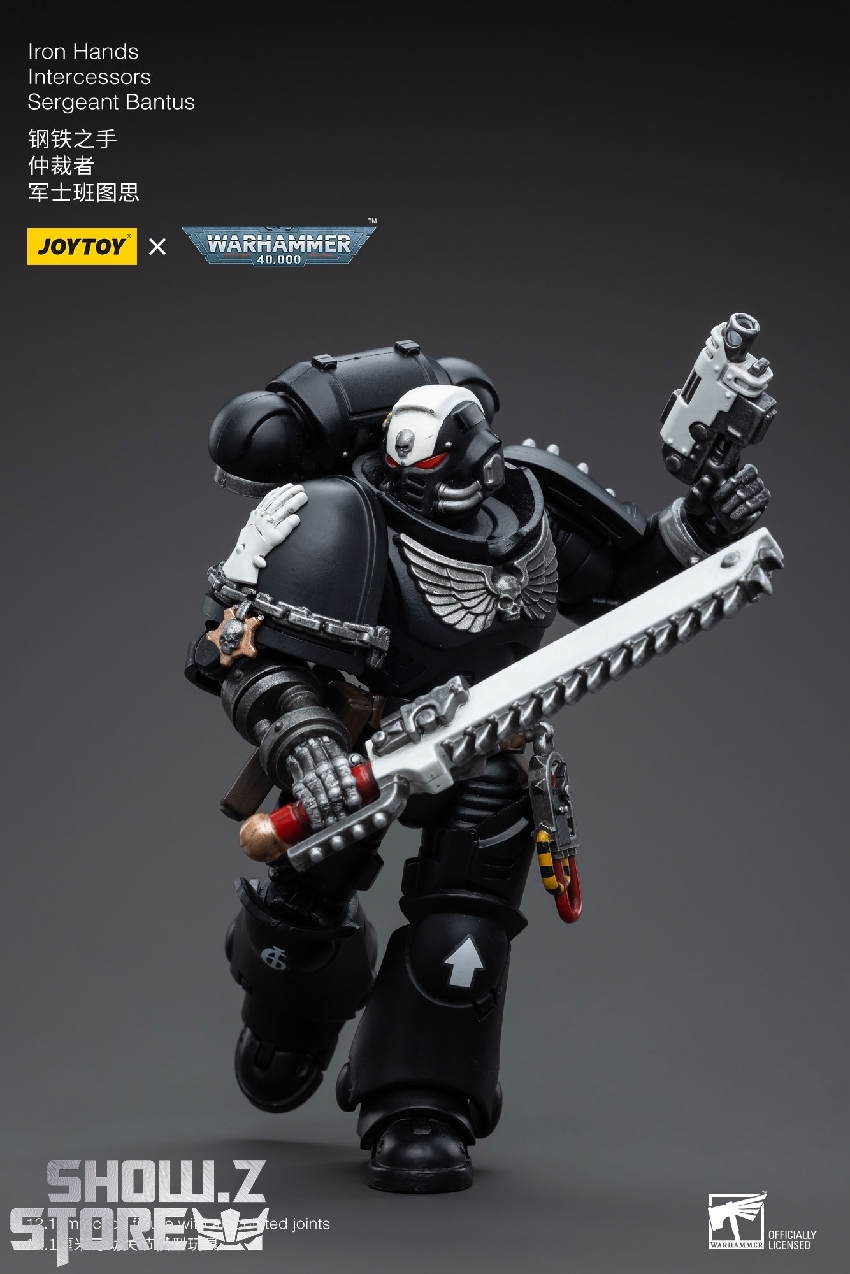 JoyToy 1/18 Iron Hands Intercessors Sergeant Bantus combat ready pose JoyToy 1/18 Iron Hands Intercessors Sergeant Bantus combat ready pose