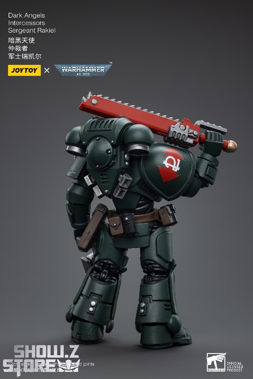 Dark Angels Intercessors sergeant character holding plasma rifle with ornate details Dark Angels Intercessors sergeant character holding plasma rifle with ornate details