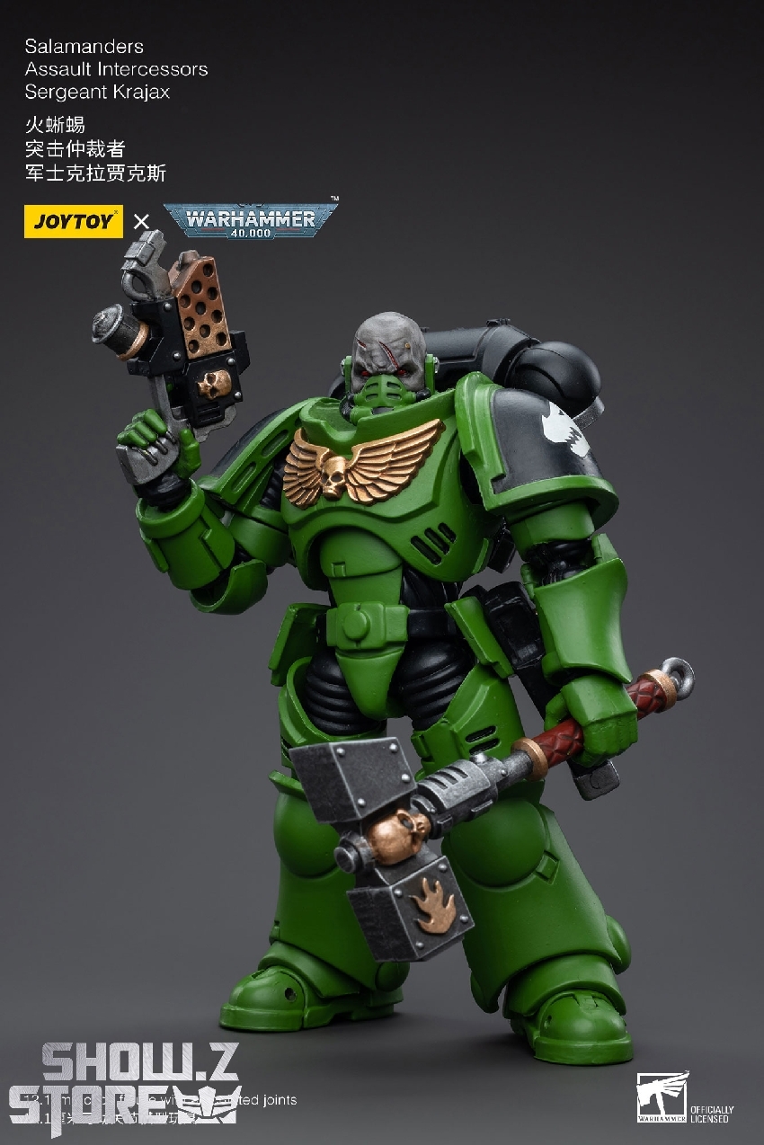 Side pose showing Salamanders warrior in assault stance Side pose showing Salamanders warrior in assault stance