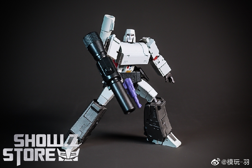 Gray leader robot in action pose with extended articulated cannon weapon Gray leader robot in action pose with extended articulated cannon weapon