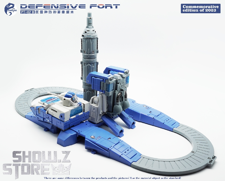Multiple blue fortress vehicles in patrol formation Multiple blue fortress vehicles in patrol formation