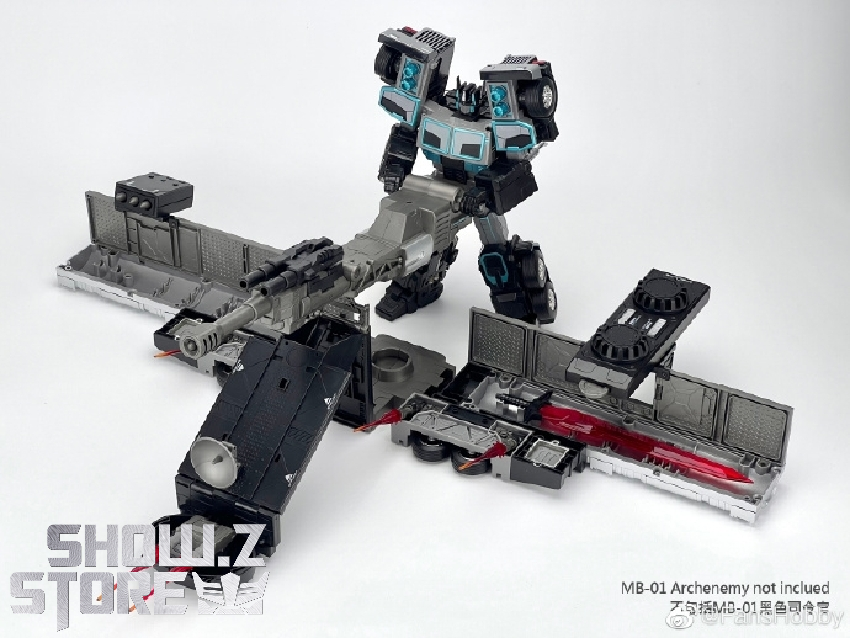Black and gray robot with red accents in vehicle mode Black and gray robot with red accents in vehicle mode