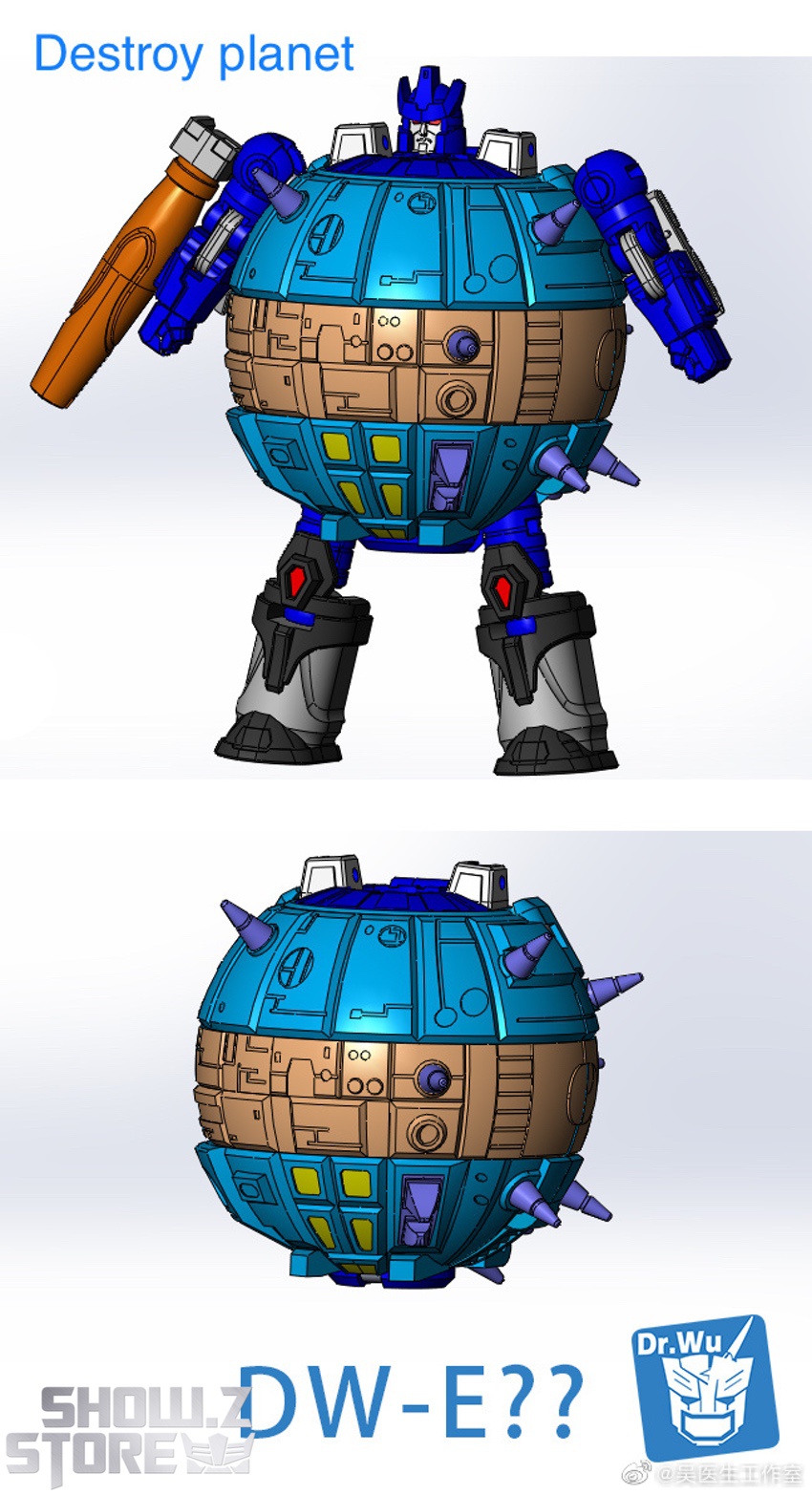 Dr.Wu Grand Galvatron spherical collectible figure showing complete transformation from robot to planetary base Dr.Wu Grand Galvatron spherical collectible figure showing complete transformation from robot to planetary base