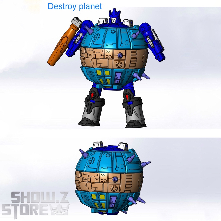 Dr.Wu Destroy Planet Grand Galvatron spherical transformation robot with blue turquoise armor and weapons Dr.Wu Destroy Planet Grand Galvatron spherical transformation robot with blue turquoise armor and weapons