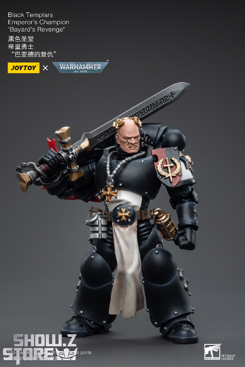 Black Templars Emperors Champion detailed action figure with intricate armor plating Black Templars Emperors Champion detailed action figure with intricate armor plating