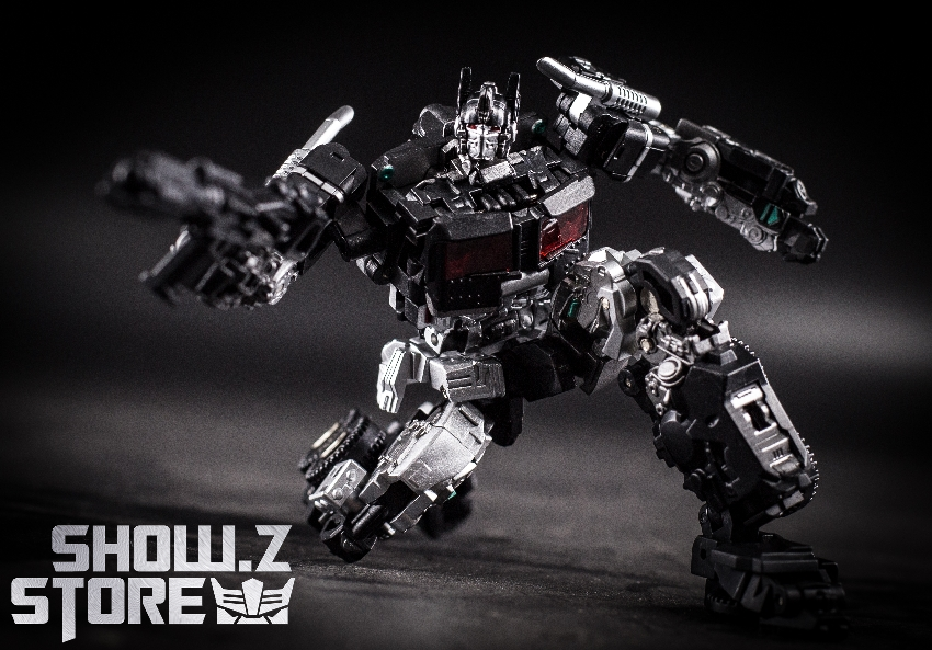Magic Square Nemesis Prime black and white robot with red accent details Magic Square Nemesis Prime black and white robot with red accent details