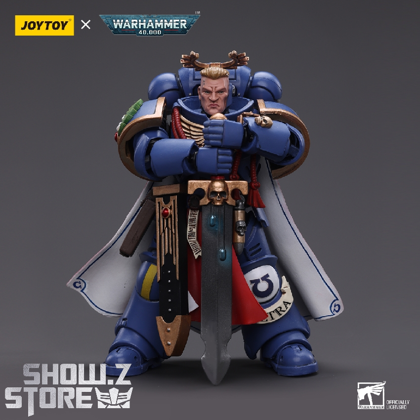 JoyToy 1/18 Warhammer 40K Ultramarines Primaris Captain in blue armor with ornate details JoyToy 1/18 Warhammer 40K Ultramarines Primaris Captain in blue armor with ornate details