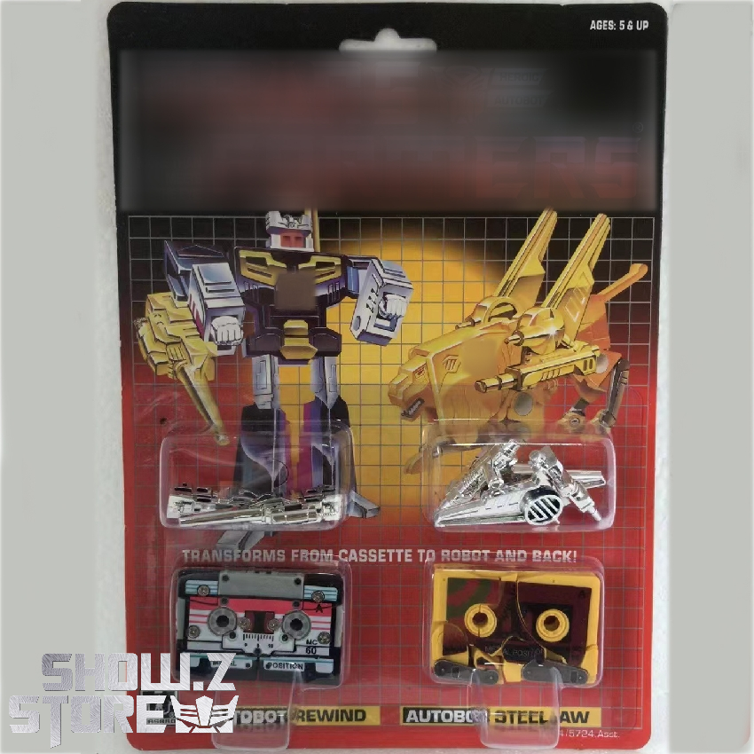 4th Party Transformers G1 Rewind and Steeljaw mini cassettes blue robot pair 4th Party Transformers G1 Rewind and Steeljaw mini cassettes blue robot pair
