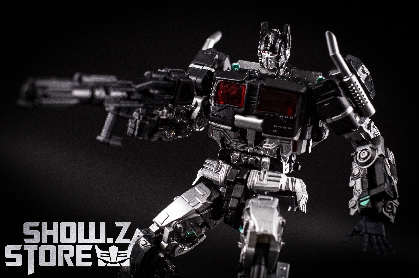 Magic Square black robot in robot mode with articulated joints and details Magic Square black robot in robot mode with articulated joints and details