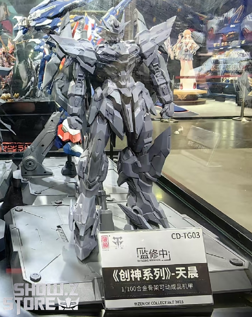 Armored warrior robot with white and blue color scheme and elaborate decorative plating Armored warrior robot with white and blue color scheme and elaborate decorative plating