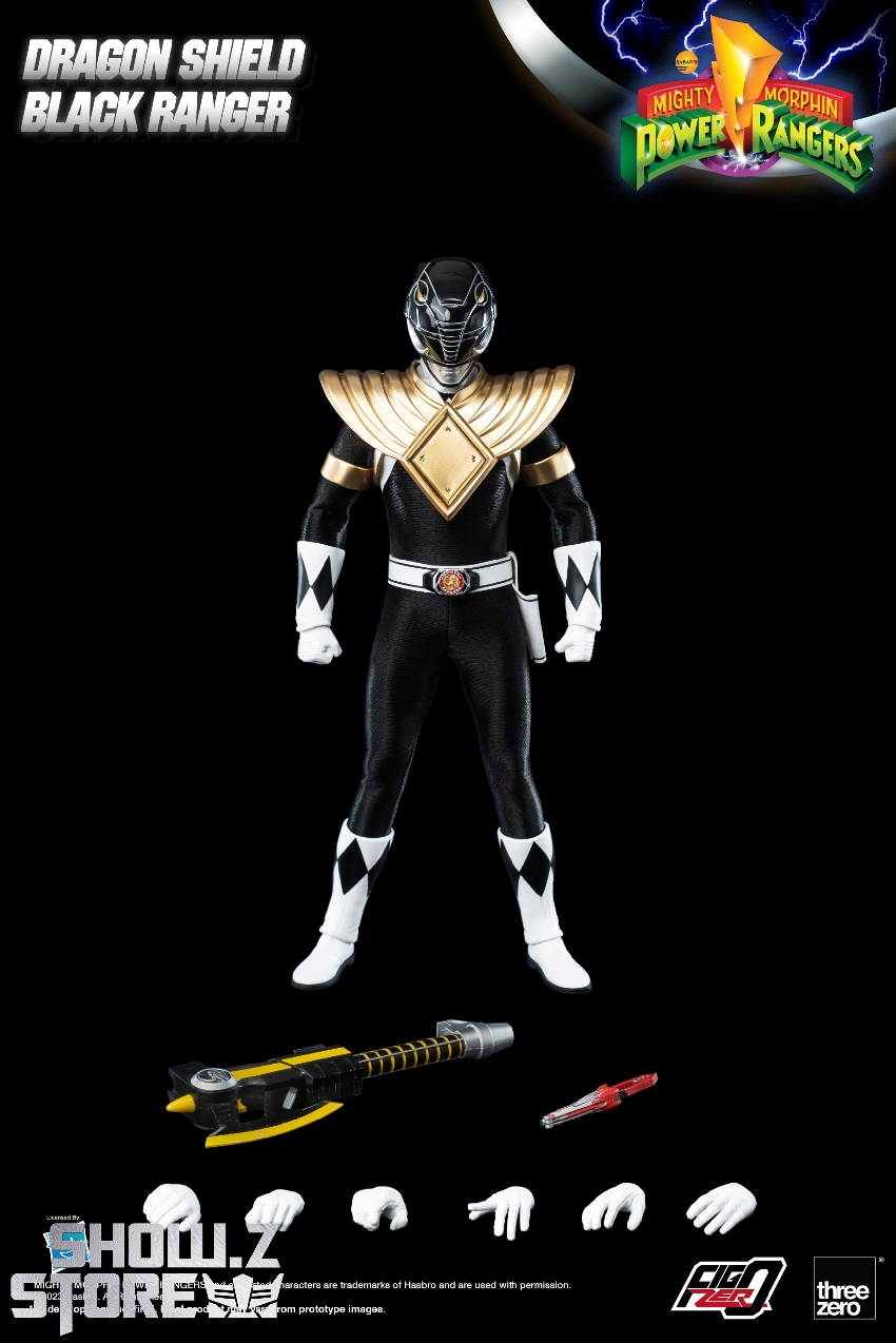 Dragon Shield Black Ranger action figure with gold chest armor and black helmet Dragon Shield Black Ranger action figure with gold chest armor and black helmet