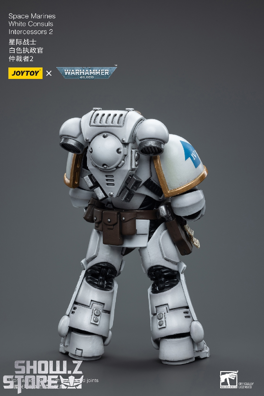 Space Marine with gold-trimmed armor and multiple weapon accessories included Space Marine with gold-trimmed armor and multiple weapon accessories included