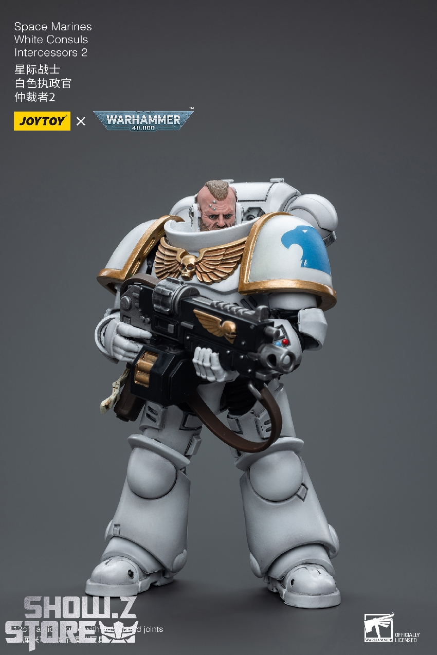 White Scars figure in action stance with detailed metallic armor finish White Scars figure in action stance with detailed metallic armor finish
