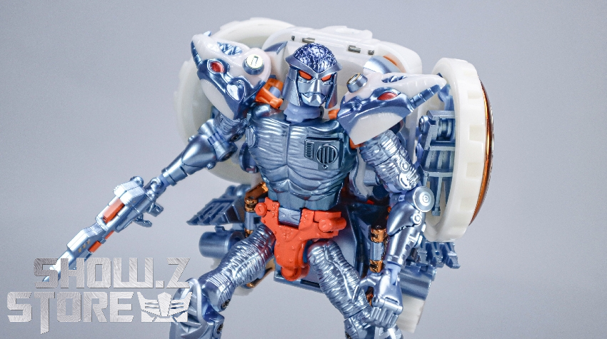 Blue white rat robot Transformers figure with weapon posing dynamic Blue white rat robot Transformers figure with weapon posing dynamic